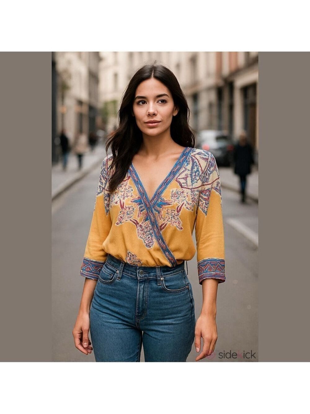 Flying Tomato Yellow Bohemian Kimono Sleeve Crop Top Medium